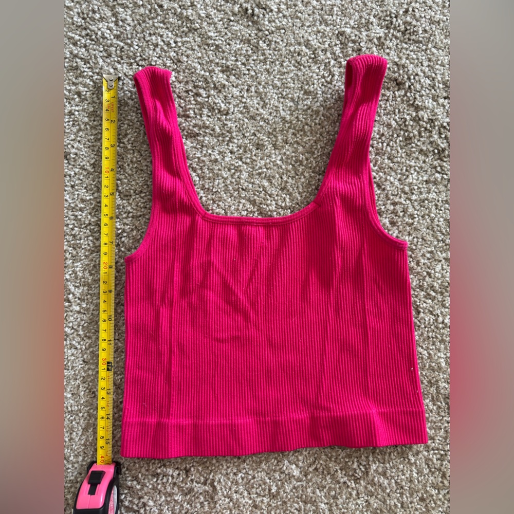 Women's Pink Ribbed Tank Top - Picture 4 of 4